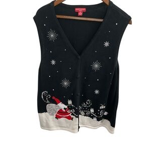 Vintage Merry and Bright Christmas sweater featuring Santa Clause size 1x